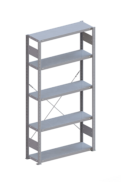 META Steckregalsystem CLIP 100 S3, GR, 2000x1000x300 mm, Feldlast 1100 kg, kunststoffbeschichtet