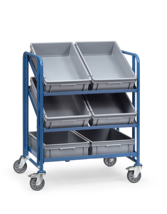 Eurokastenwagen 250 kg, mit 3 offenen Etagenrahmen mit 6 Eurokästen