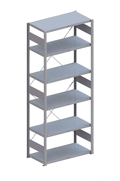 META Steckregalsystem CLIP 100 S3, GR, 2500x1000x500 mm, Feldlast 1290 kg, kunststoffbeschichtet