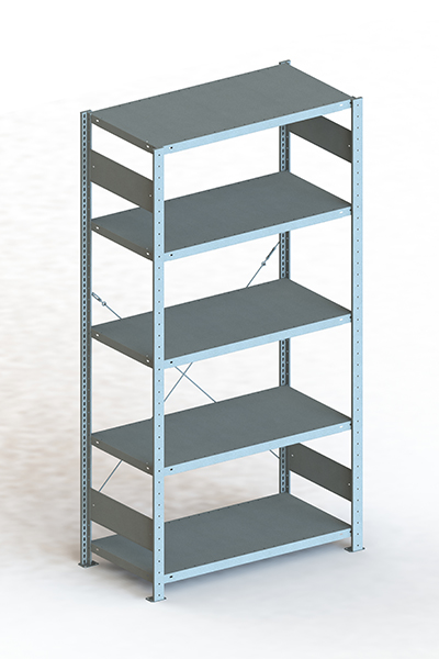 META Steckregalsystem CLIP 150 S3, GR, 2000x1000x500 mm, Feldlast 1100 kg, kunsstoffbeschichtet