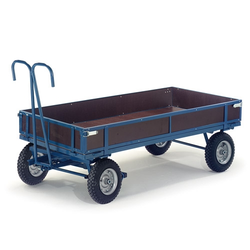 Handpritschenwagen mit Holzbordwänden (2460x1210mm), Vollgummi