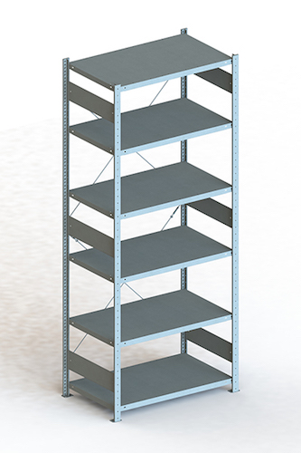 META Steckregalsystem CLIP 150 S3, GR, 2500x1000x600 mm, Feldlast 1380 kg, kunststoffbeschichtet