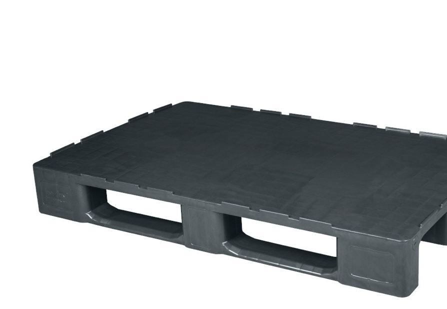 Universalpalette Industriemaß anthrazit/schwarz aus HDPE-RE mit geschlossenem Deck