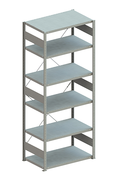 META Steckregalsystem CLIP 100 S3, GR, 2500x1000x600 mm, Feldlast 1290 kg, vzk.