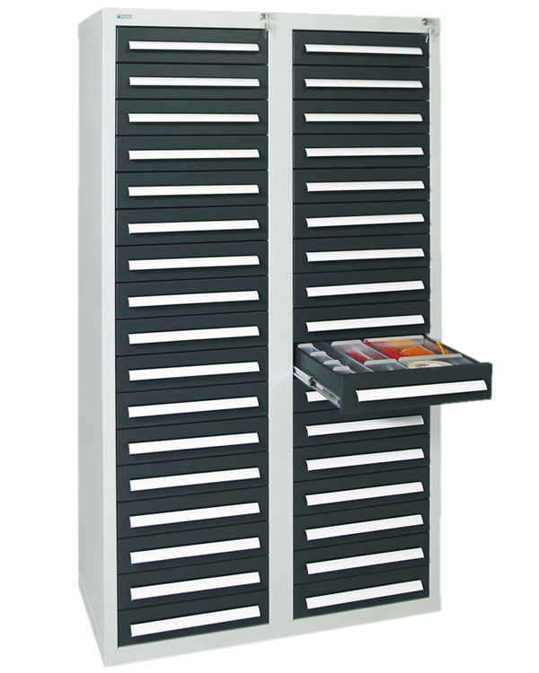 Schubladenschrank Serie T-100/35-4, 34 Schubladen (34x100 mm)