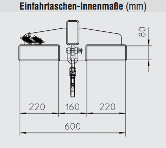 Lastarm, starre Ausführung, Grundlänge 1600 mm, Traglast 2500 kg, verzinkt