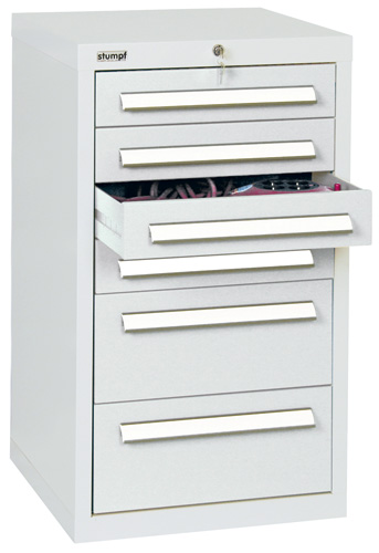 Schubladenschrank mit 6 Schubladen Gleitführung, Lichtgrau