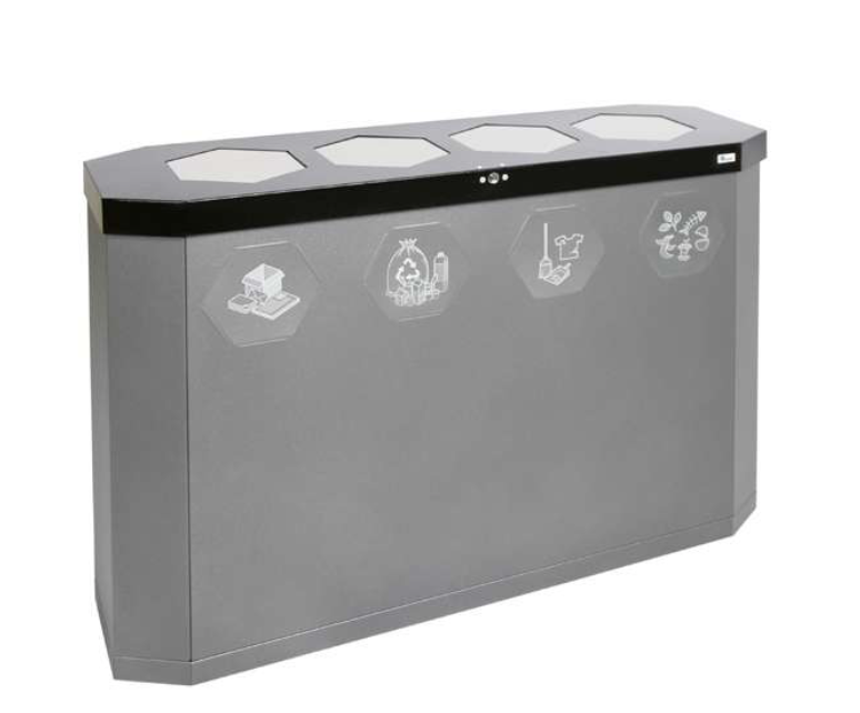 Abfalltrennung Sixco Station 830x950x355 mm, Sixco-4fach-Abfalltrennsystem jeweils 45 Liter