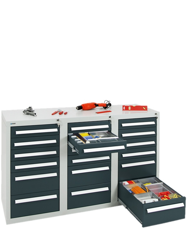 Schubladenschrank Serie T-100/35-3, 18 Schubladen (12x100, 6x200mm)