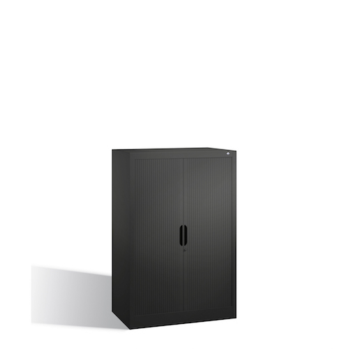 Büro-Sideboard mit 2 Fachböden und Rolladen, 800 mm breit, 7021 Anthrazit