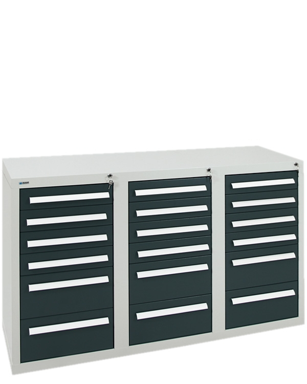 Schubladenschrank Serie T-100/35-3, 18 Schubladen (12x100, 6x200mm)