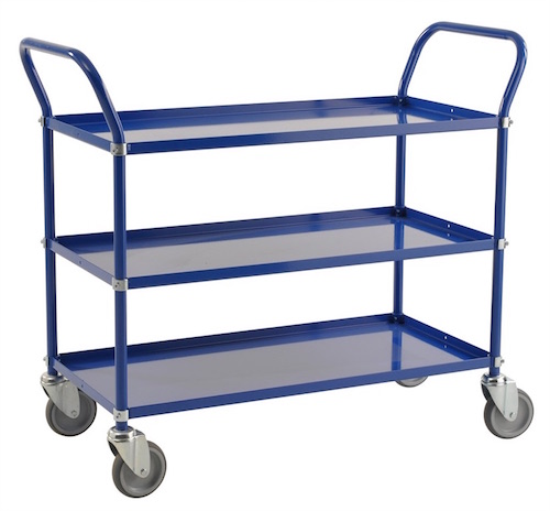 Tischwagen Metall mit drei Etagen (940x440mm), weiß