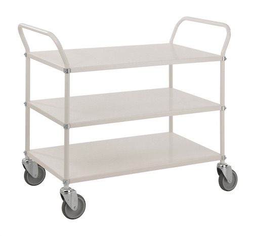 Tischwagen Metall mit drei Etagen (940x440mm), weiß