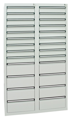 Schubladenschrank Basic, 26 Schubladen Lichtgrau