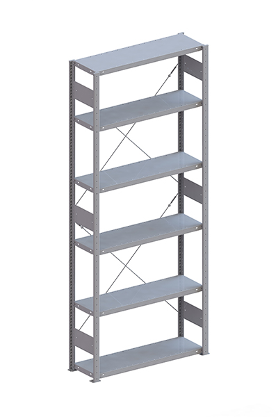META Steckregalsystem CLIP 100 S3, GR, 2500x1000x300 mm, Feldlast 1290 kg, kunststoffbeschichtet